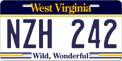 WV license plate NZH242