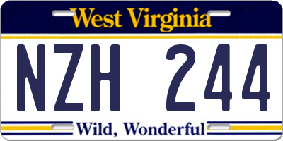 WV license plate NZH244