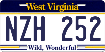 WV license plate NZH252