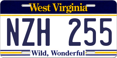 WV license plate NZH255