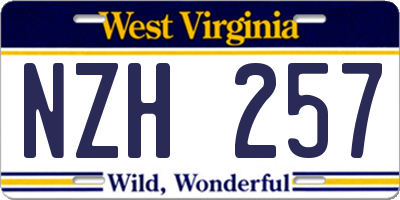 WV license plate NZH257