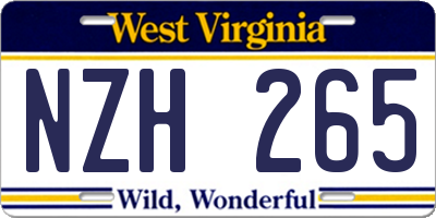 WV license plate NZH265