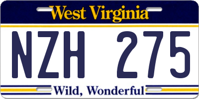 WV license plate NZH275