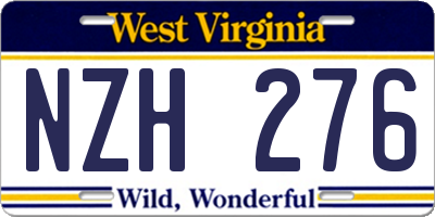 WV license plate NZH276