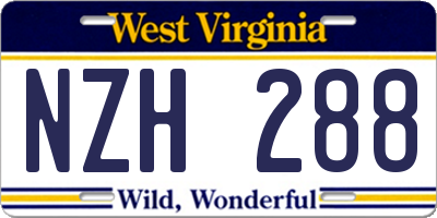 WV license plate NZH288