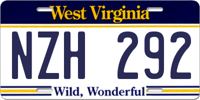 WV license plate NZH292