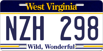 WV license plate NZH298