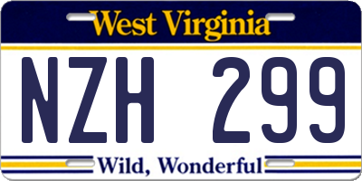 WV license plate NZH299