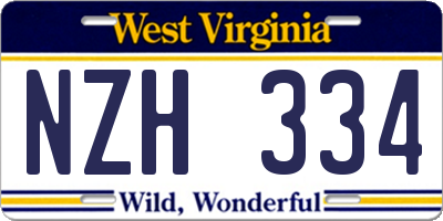 WV license plate NZH334