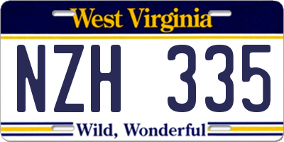 WV license plate NZH335