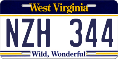 WV license plate NZH344