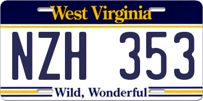 WV license plate NZH353