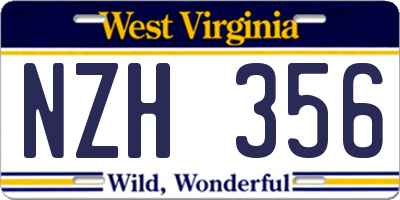 WV license plate NZH356