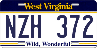 WV license plate NZH372