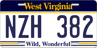 WV license plate NZH382