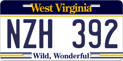 WV license plate NZH392