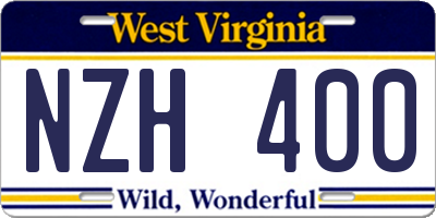 WV license plate NZH400