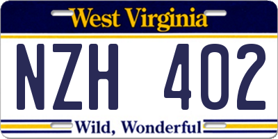 WV license plate NZH402