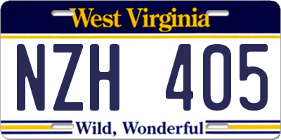 WV license plate NZH405