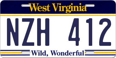 WV license plate NZH412