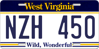 WV license plate NZH450