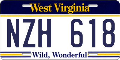 WV license plate NZH618