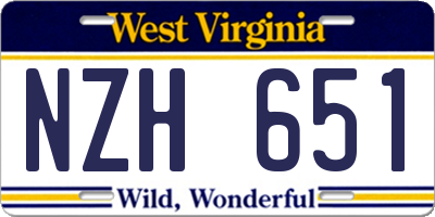 WV license plate NZH651