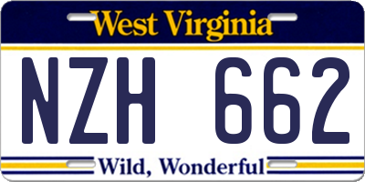 WV license plate NZH662