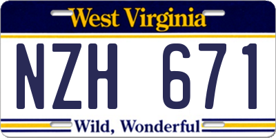 WV license plate NZH671