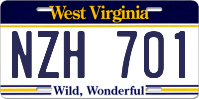 WV license plate NZH701