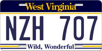 WV license plate NZH707
