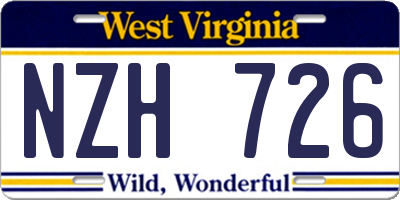 WV license plate NZH726
