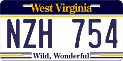 WV license plate NZH754