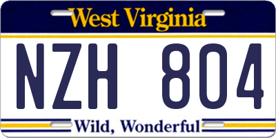 WV license plate NZH804