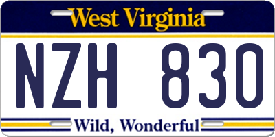 WV license plate NZH830