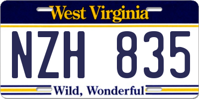 WV license plate NZH835