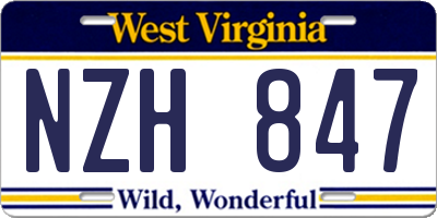 WV license plate NZH847