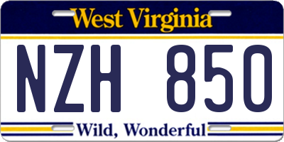 WV license plate NZH850