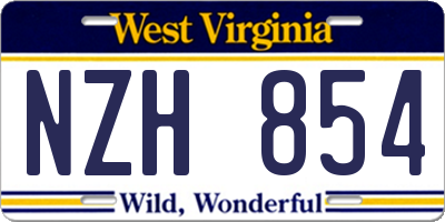 WV license plate NZH854