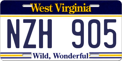 WV license plate NZH905