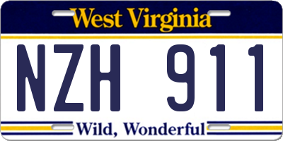 WV license plate NZH911
