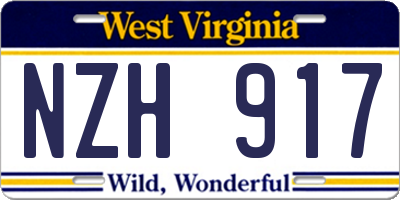 WV license plate NZH917