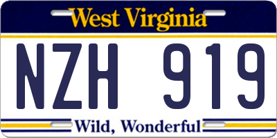 WV license plate NZH919