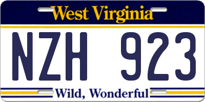 WV license plate NZH923