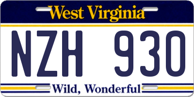 WV license plate NZH930