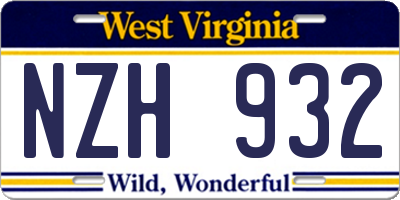 WV license plate NZH932