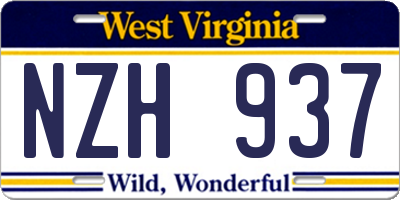 WV license plate NZH937