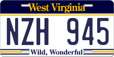 WV license plate NZH945