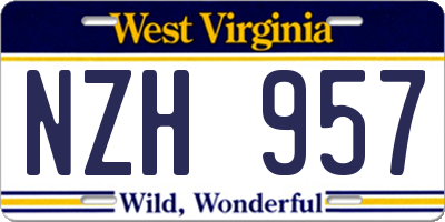 WV license plate NZH957
