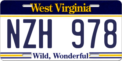 WV license plate NZH978